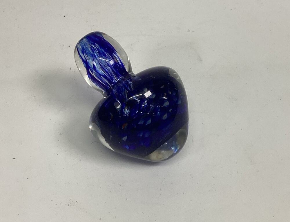 Hand Blown Glass Cobalt Blue Swirl Sculptural Paperweight